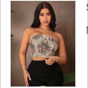 Tube top crop top floral print
